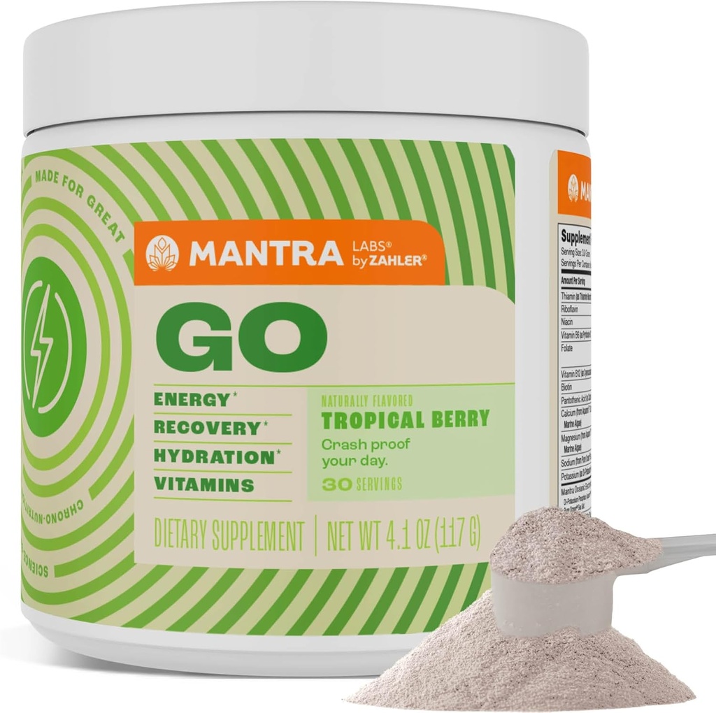 Zahler Mantra Go, The Pre-Workout Energy Booster Supplement, Tropical Berry Flavored, 30 Servings.