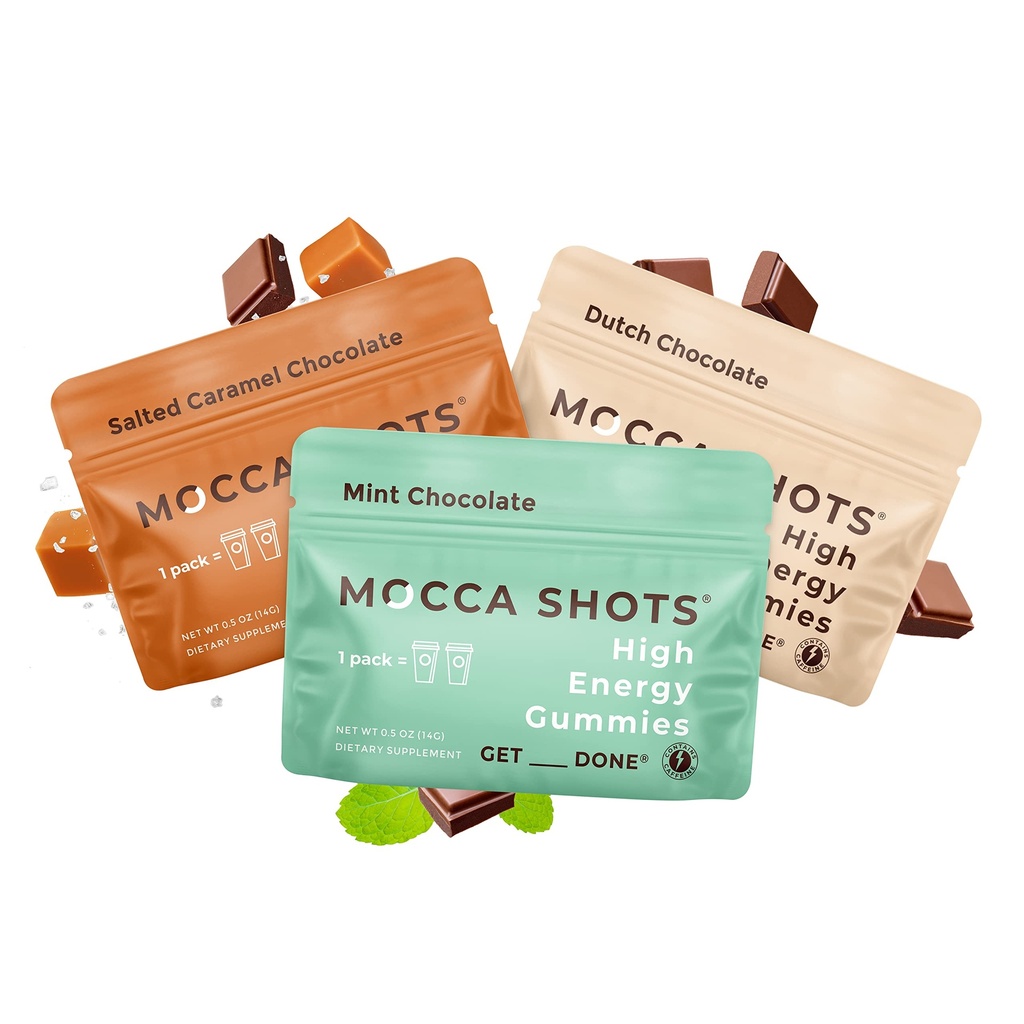 Caffeine Energy Chew 3-Pack, 200mg καφεΐνη ανά πακέτο! Caffeine Boost, Coffee Energy Gummy, Mocca Shots Υψηλής Ενέργειας Gummies, Vegan, Plant-based, Gluten-free (πακέτο των 3)