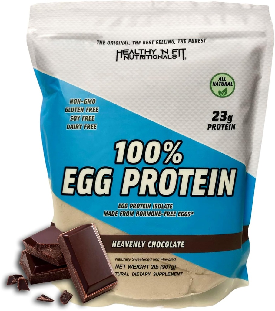 Healthy 'N Fit 100% Πρωτεΐνη Αυγού - Σοκολάτα 2lb, Χωρίς λακτόζη, Χωρίς ζάχαρη, Φυσικά ζαχαρούχο