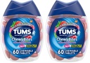 TUMS Chewy Bites Αντιόξινα δισκία για Chewable Heartburn Relief and Acid Indigetion Relief, Ποικιλία μούρων - 60 Count (Pack of 2)