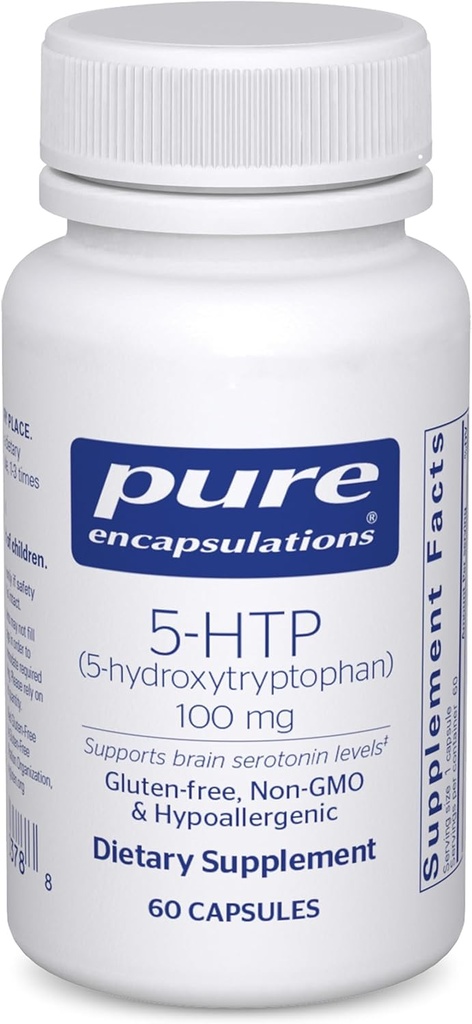 Καθαρές ενθυλακώσεις 5- HTP 100 mg - Εγκεφαλική υγεία, ρύθμιση ύπνου & υποστήριξη ορεκτικών * - 5-υδροξυτρυπτοφάνη - Χωρίς γλουτένη & μη ΓΤΟ - 60 κάψουλες
