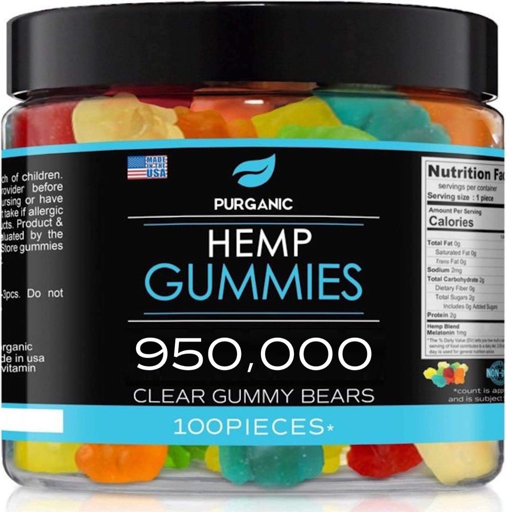 Hemp Gummies – Helps Support Sleep, Peace and Relaxation - High Strength and Support All Natural Tasty Fruit Flavors - Made in USA – 100ct