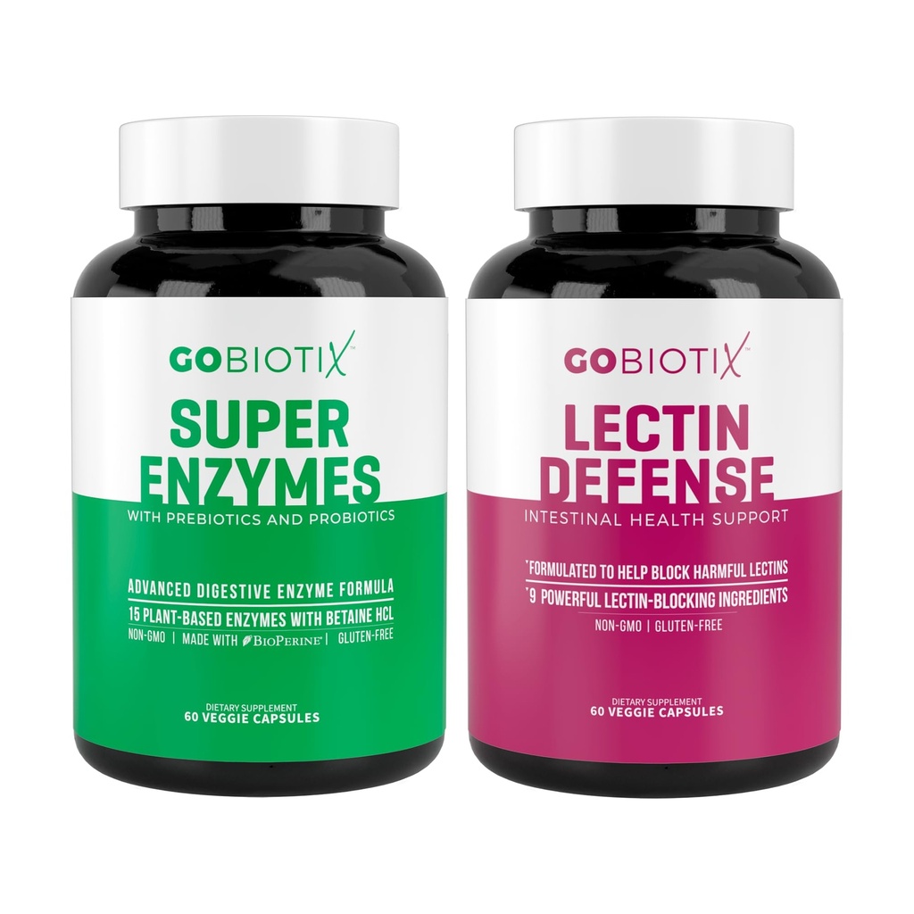 GOBIOTIX Super Enzymes συμπλήρωμα - Digestive Ένζυμα με προβιοτικά και προβιοτικά για τις γυναίκες και τους άνδρες - Υποστηρίζει την υγεία των ούλων, Gluten Digestion, λακτόζη Απορρόφηση, Φυτικά χάπια
