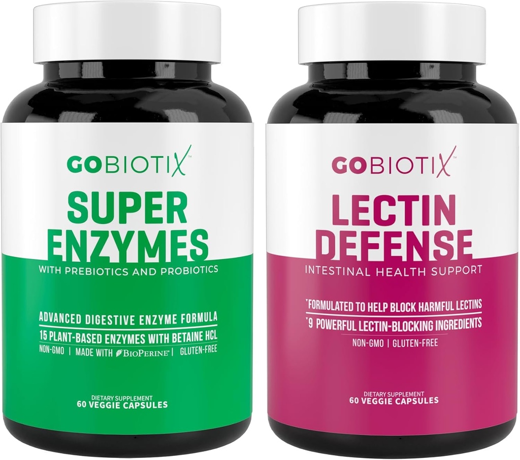 GOBIOTIX Super Enzymes συμπλήρωμα - Digestive Ένζυμα με προβιοτικά και προβιοτικά για τις γυναίκες και τους άνδρες - Υποστηρίζει την υγεία των ούλων, Gluten Digestion, λακτόζη Απορρόφηση, Φυτικά χάπια