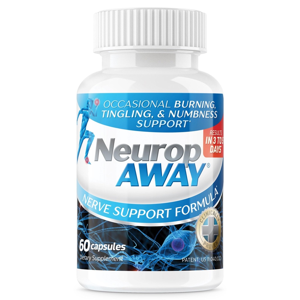 NeuropAWAY συμπλήρωμα υποστήριξης νεύρων, R-Alpha Lipoic Acid για να βοηθήσει στην παροχή ανακούφισης από τα νεύρα και την υγεία σε τόσο λίγο όσο 5 ημέρες, Acetyl-L-καρνιτίνη, Ταρουΐνη, βιταμίνη B12, L-Κιτρουλίνη 60 κάψουλες