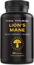 Vital Vitamins Lions Mane Συμπληρώματα Κάψουλες - Brain Booster Συμπληρωματικό για τη διανοητική σαφήνεια, Εστίαση και τη μνήμη Υποστήριξη - Nootropic Mushroom Συμπλήρωμα με Turkey Tail και Maitake (90 caps)