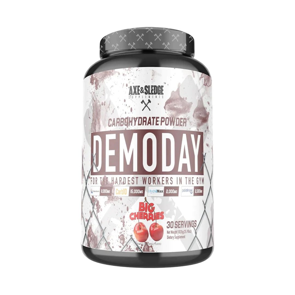 Axe & Sledge Συμπληρώματα Demo Day Intra-Workout Carbohydrate σκόνη με Cluster Dextrin, Carb10, Hydromax, & Παλατινόζη, Ενισχύει την απόδοση και τις αντλίες, 30 Σερβίρει (Μεγάλα Κεράσια)