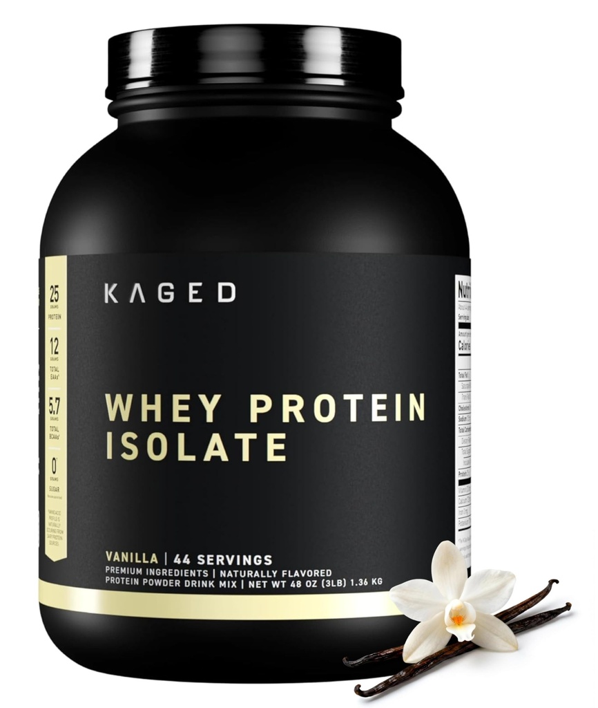 Kaged Whey Protein Isolate σκόνη Βανίλια 100% καθαρή χαμηλή λακτόζη Ορός γάλακτος μετά την αποκατάσταση των ποτών προπόνηση υποστηρίζει μυών-Κτίριο 25g ανά υπηρεσία 41 υπηρεσίες