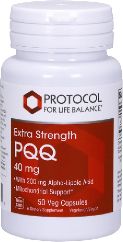 ΠΡΩΤΟΚΟΛΛΟ ΓΙΑ ΙΣΟΡΡΟΠΙΑ ΖΩΗΣ Extra Strength PQQ 40mg - με Αλφα-Λιποϊκό Οξύ - Συμπλήρωμα υγείας καρδιάς για άνδρες και γυναίκες - Μη ΓΤΟ & Kosher - 50 Veg Caps