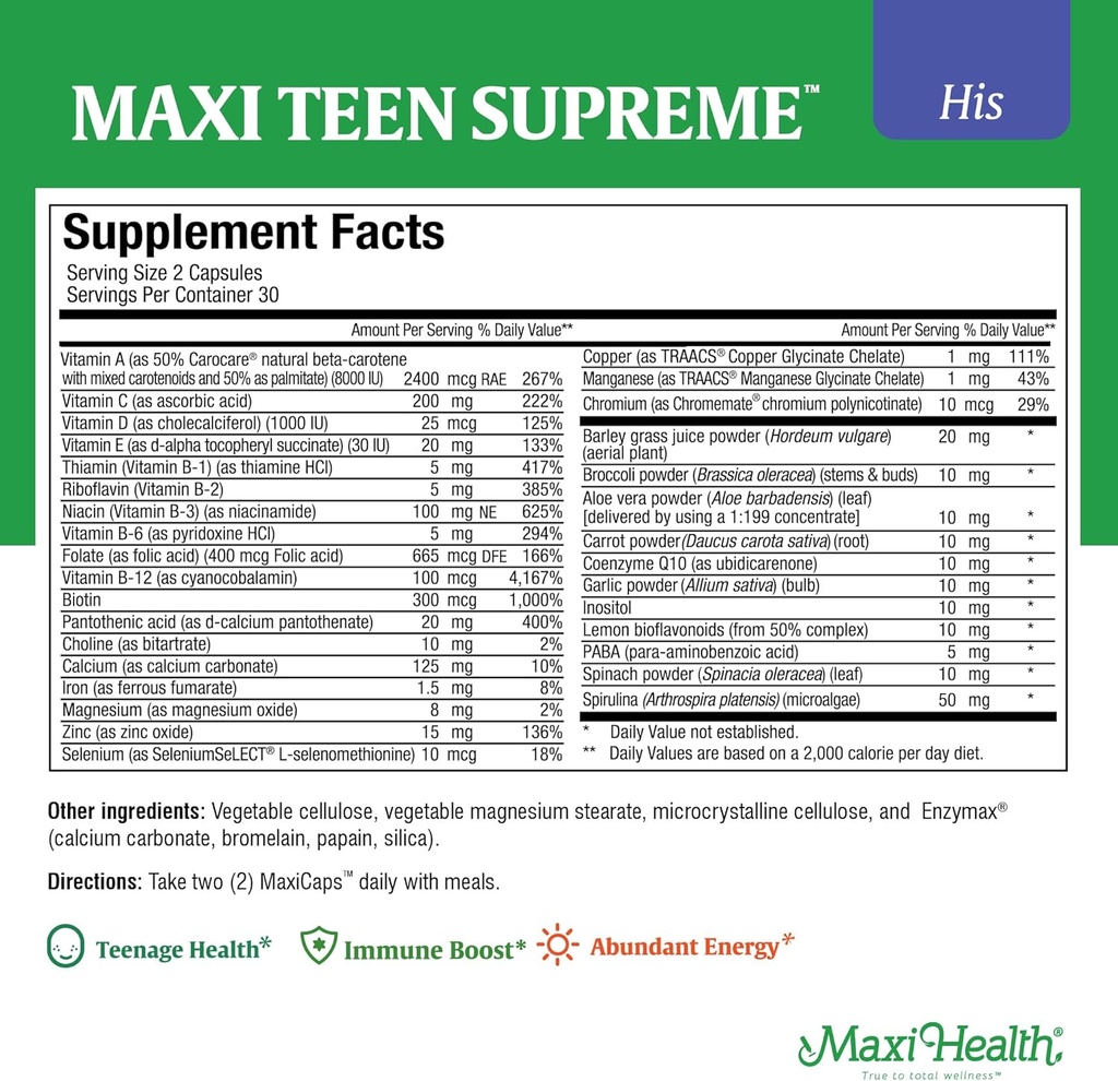 Girls & Boys Multivitamin Bundle με D3, Iron, Calcium, Biotin, Digestive Enzymes – Multi Vitamins for Energy, Immune & Mood Support – 60 Count Each