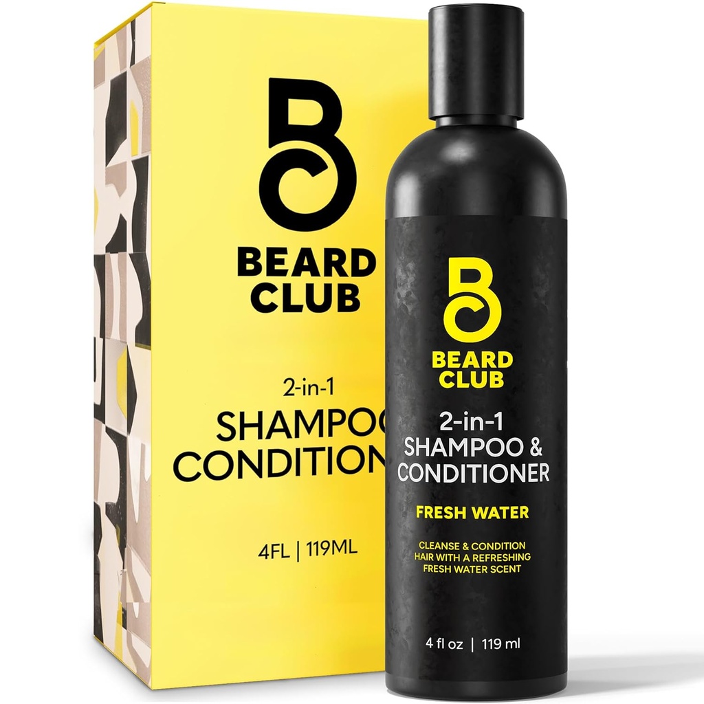 The Beard Club Mens 2 in 1 Σαμπουάν και Conditioner Set - Sulfate Free, Moisturizing, Citrus Scented for Curly Hair Care and Dry Scalp Care