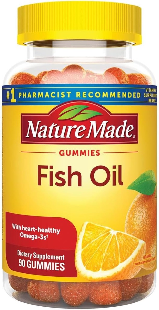 Fish Oil Gummies, 90 Softgels, με Heart-Healthy Omega 3s 57 mg, σε Φράουλα, Λεμόνι, & Πορτοκαλί