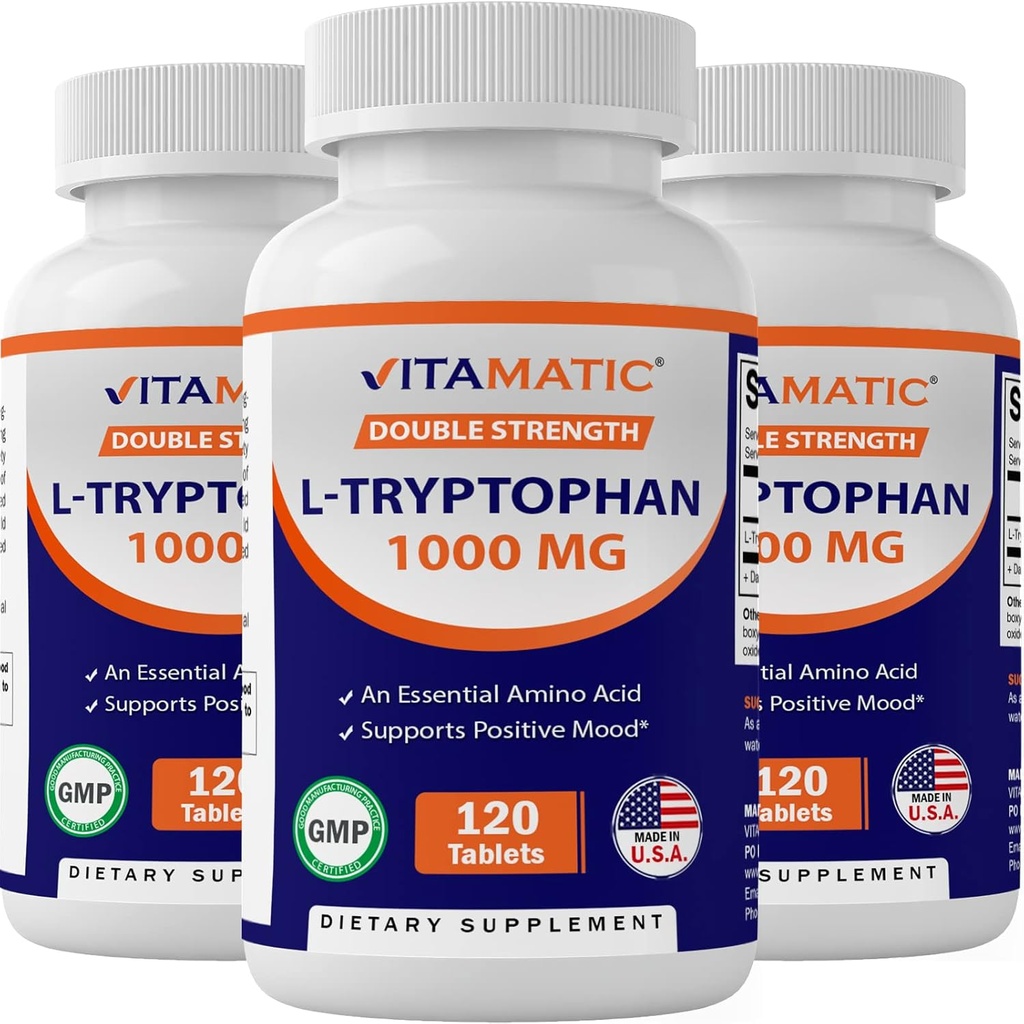 Vitamatic L- Tryptophan 1000mg 120 δισκία (120 δισκία (πακέτο των 1)) (3 φιάλες)