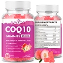 Χωρίς ζάχαρη CoQ10 Gummies 250mg, Plus Omega-3, Βιταμίνη Β3 & Ψευδάργυρος, Μαγνήσιο - Υψηλή απορρόφηση Συνένζυμο Q10 Συμπληρώματα για την Υγεία της Καρδιάς, Κυτταρική Ενέργεια, & Αντιοξειδωτική Υποστήριξη, 60 Count