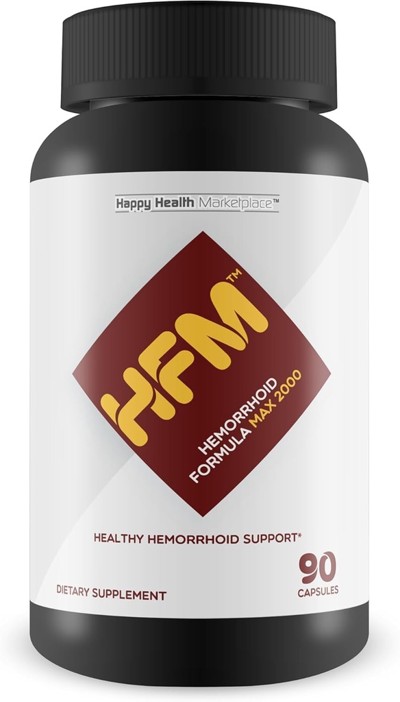 HFM Hemorrhoid Formula Max 2000 - Φυσικό συμπλήρωμα υποστήριξης αιμορροΐδων - Βοήθεια για τη βελτίωση της κυκλοφορίας και τη μείωση της οίδησης για ανακούφιση από δυσφορία - Υποστήριξη Colon Health & Strain-Free Bowel Κινήσεις