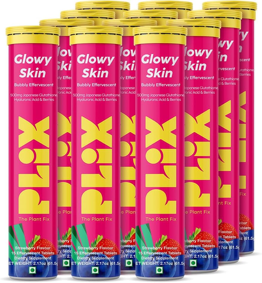 PLIX Glowy Skin 500mg Γλουταθειόνη συμπλήρωμα με υαλουρονικό οξύ, βιταμίνη C, Ε & μούρα 