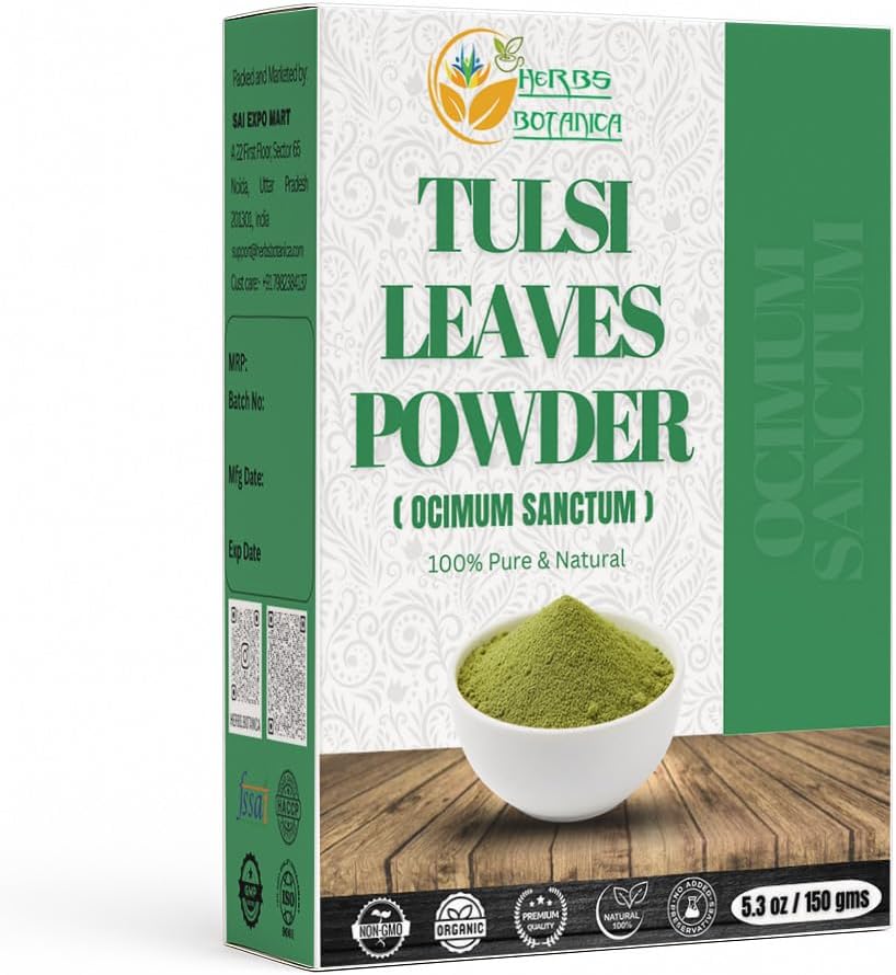 Herbs Botanica Tulsi Powder Tulasi Holy Basil Tulsi Powder Ocimum Sanctum Vitality & Wellness - Pure, Natural, and Invigorating Boost Immunity Naturally 5.3 oz