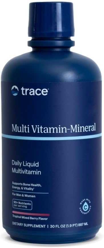 Trace Minerals Liquid Multi Vitamin-Mineral - Συμπλήρωμα υγρής βιταμίνης για την καθημερινή υποστήριξη της υγείας - Ενεργειακή υποστήριξη - Υγεία των οστών - Χωρίς γλουτένη - Berry - 30 fl oz (30 σερβιέτες)