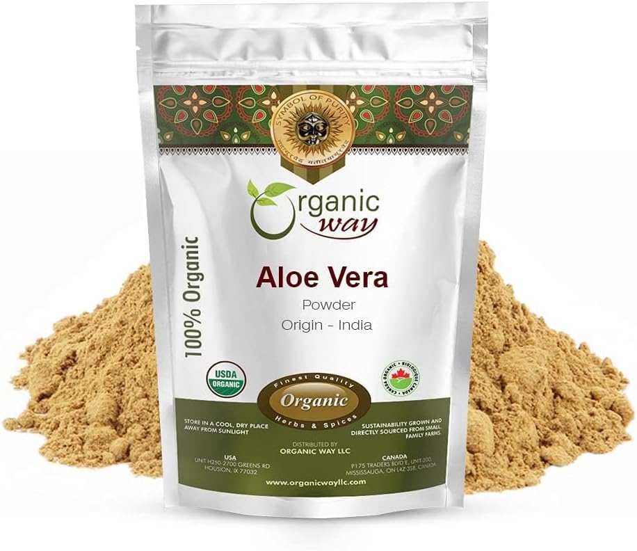 ORGANIC WAY Aloe Vera Powder (Aloe barbadensis) - Organic & Kosher Certified 