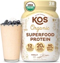 KOS Vegan Protein Powder Erythritol Free, Βανίλια USDA Organic - Πρωτεΐνη με βάση τα μπιζέλια, Φυτικά Προϊόντα Πλούσια σε Βιταμίνες & Ορυκτά - Κέτο, Χωρίς γαλακτοκομικά - Αντικατάσταση γεύματος για γυναίκες & άνδρες, 28 Μερίδες