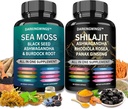 Shilajit και θαλάσσια βρύα combo -Sea Moss 3000mg, Black Seed Oil 2000mg, Ashwagandha 2000mg, Shilajit 9000mg, Rhodiola Rosea1000mg,Panax Ginseng1500mg 