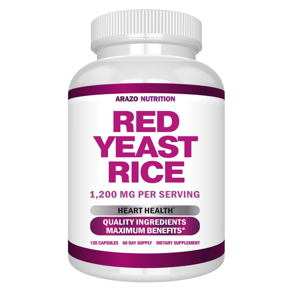 Arazo Διατροφή Red Yeast εκχύλισμα ρυζιού 1200 MG – Χωρίς κιτρινίνη συμπλήρωμα – Χορτοφαγικά 120 κάψουλες