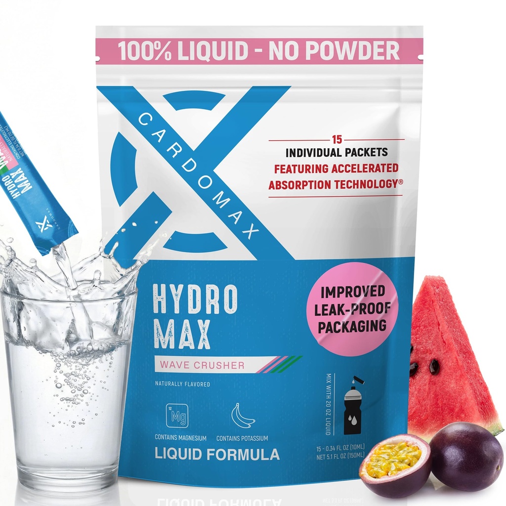 CardoMax Hydromax Ηλεκτρολυτικό Μείγμα Ποτού –Wavecrusher Γεύσεις 15 Υγρά Συσκευασίες με Κάλιο & Μαγνήσιο – Μηδέν Ζάχαρη, Κετό & Vegan Ηλεκτρολύτες για την ταχεία ενυδάτωση & συμπλήρωμα αποκατάστασης
