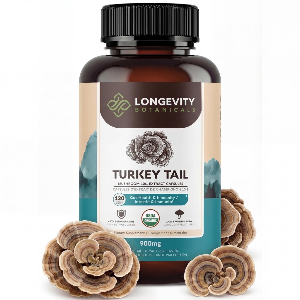 Organic Turkey Tail Mushroom Caps συμπλήρωμα (120) 