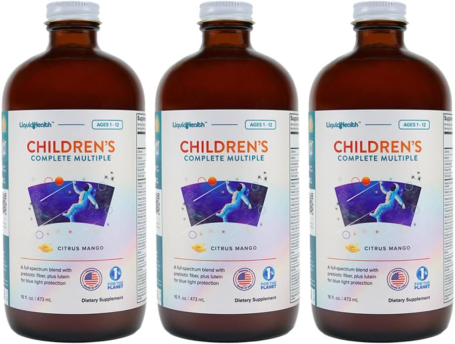 LIQUIDHEALTH Children's Complete Liquid Multivitamin for Kids, Toddlers - Ουσιώδεις Βιταμίνες, Θρεπτικά συστατικά & Ορυκτά, Ανοσοποιητική Υποστήριξη, Υγεία των Ούρων - Made in ΗΠΑ, Vegan, Non GMO, Sugar-Free (3 Pack)