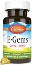 Carlson E- Gems 200 IU (134 mg), Φυσικής Πηγής Βιταμίνη Ε, Βέλτιστη Ευεξία, 90 Μαλακά Γέλη