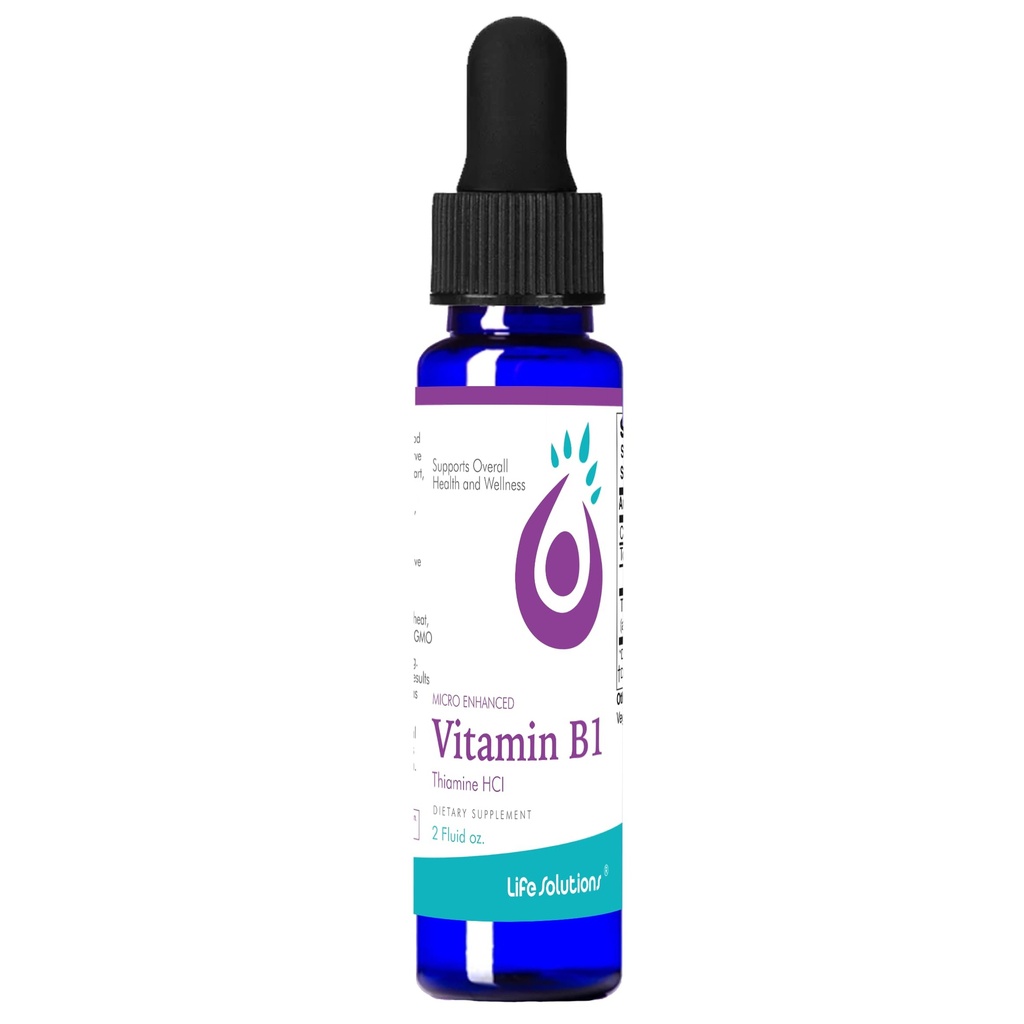 Life Solutions Vitamin B1 Σταγονομετρητής 2 oz - Thiamine B1 συμπλήρωμα - Βασικές βιταμίνες Β1 για την ενίσχυση της ενέργειας και την υποστήριξη του νευρικού συστήματος - Υγρή φόρμουλα για την εύκολη απορρόφηση