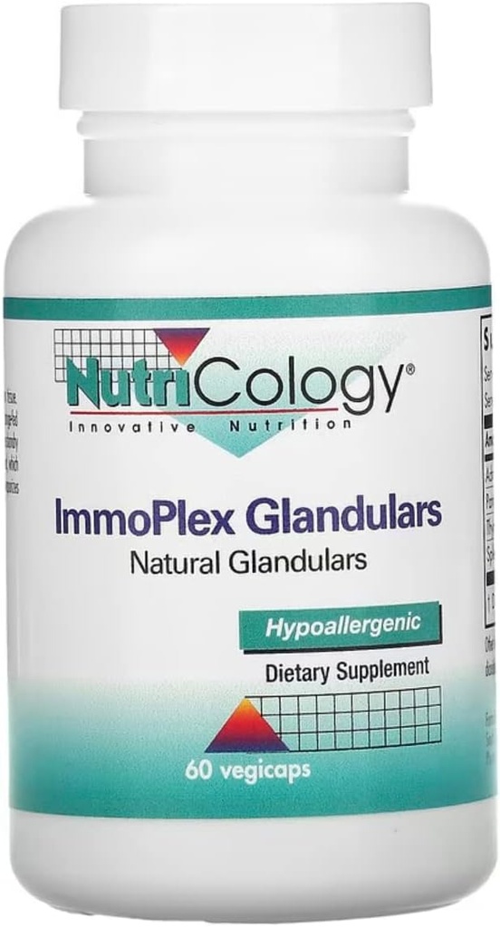 Nutricology ImmoPlex Glandulars Supplement - Πάγκρεας, Adrenal, Thymus, Spleen, Beef Organ Complex, Bovine, Ovine, Vegetarian Capsles - 60 Count