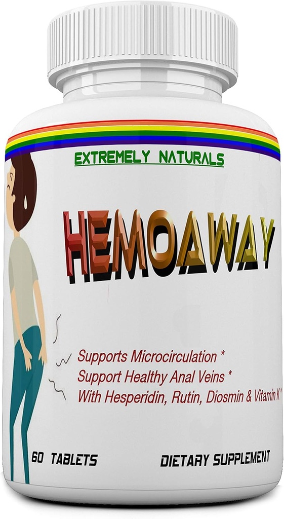 HEMOAWAY Φυσικές αιμορροΐδες Βιταμίνες. Piles & Anal Fissure Relief. 60 Tabletισκία