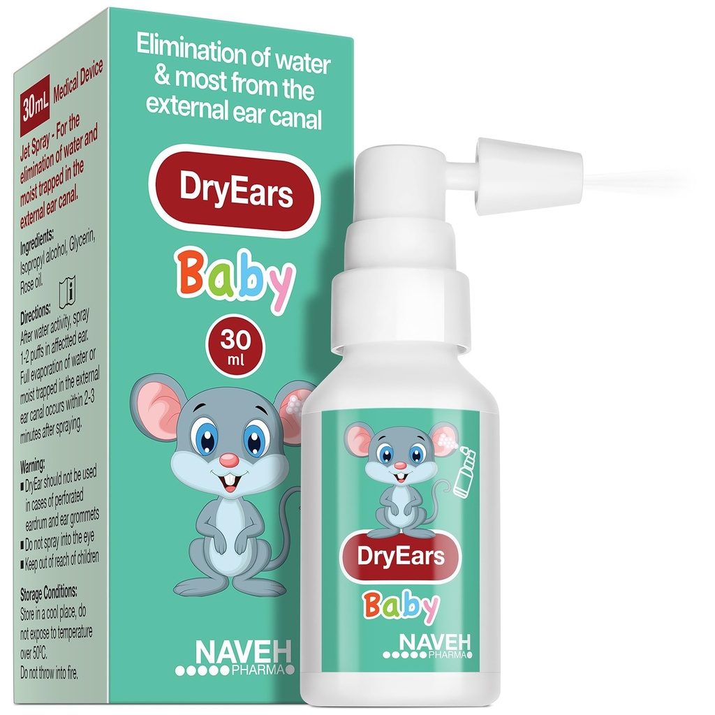 NAVEH PHARMA® Dry Ears Baby | Swimmers Ear Drops Spray | Ear Drying Drops for Little Swimmers | Remove Water Trapped in Ears in Seconds | Prevent Hearing Loss (1 Fl Oz)