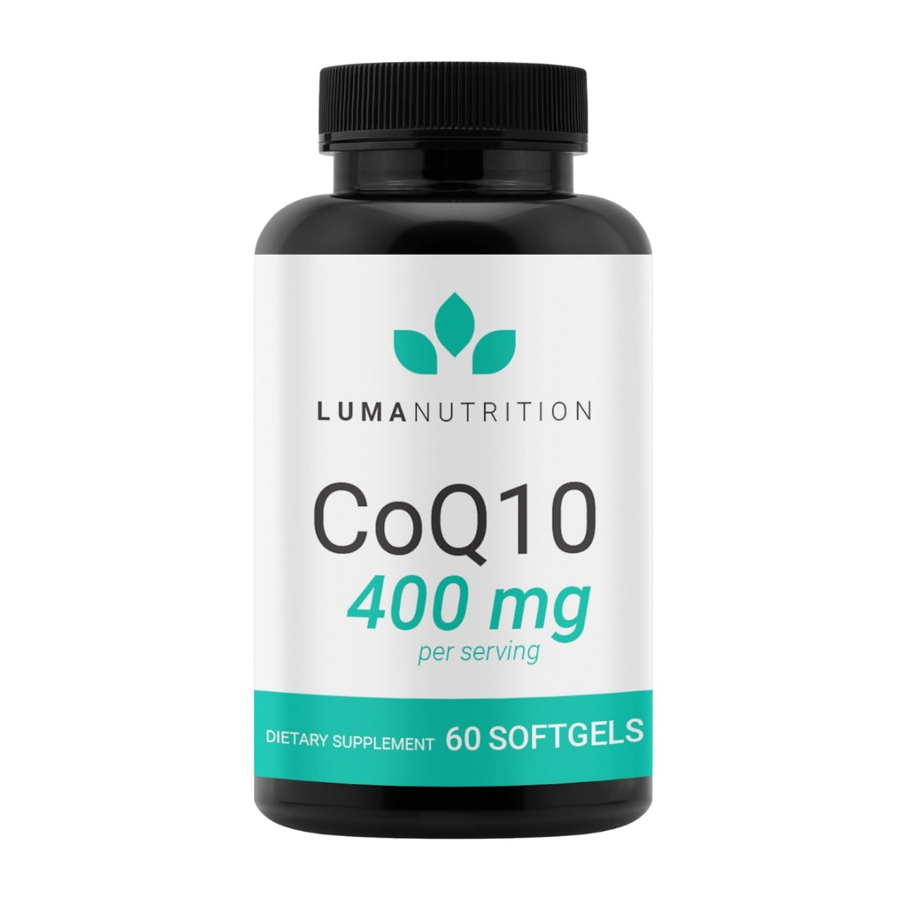 Luma Nutrition CoQ10 400mg Softgels - Συνένζυμο υψηλής απορρόφησης Q10 - Co Q-10 200mg / 400mg ανά υπηρεσία - Υγεία καρδιάς - 60 υγρά Softgels