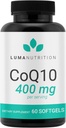 Luma Nutrition CoQ10 400mg Softgels - Συνένζυμο υψηλής απορρόφησης Q10 - Co Q-10 200mg / 400mg ανά υπηρεσία - Υγεία καρδιάς - 60 υγρά Softgels