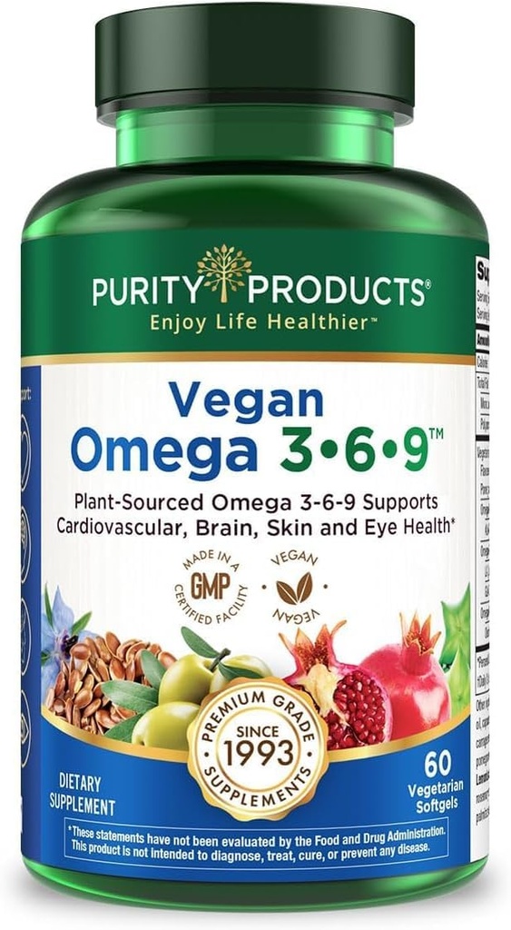 Προϊόντα καθαρότητας Ωμέγα 3-6-9 Vegan and Vegetarian Formula - “5 in 1” Essential Faty Acid Complex - Scientifically Formulated Plant-based Omega 3 6 9 Essential Faty Acids (EFA) - from (60)