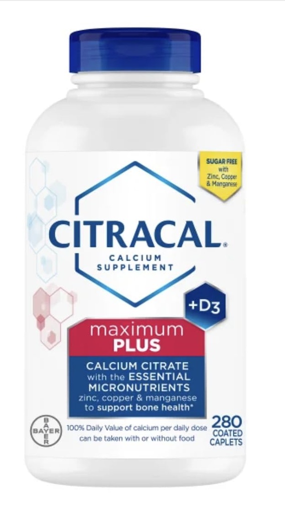 Citra-Cal+D3 συμπλήρωμα με ψευδάργυρο, χαλκό, μαγνήσιο, μέγιστο συν, 280 Count
