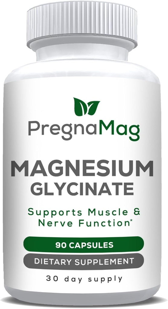 Magnesium Glycinate - PregnaMag - 275mg - Non-Buffered Magnesium Bisglycinate Muscle, Heart, Nerve, Gut, Bone Support, High Absorption, Diglycinate, Pregnancy, Calming, Muscle Relaxation and Recovery