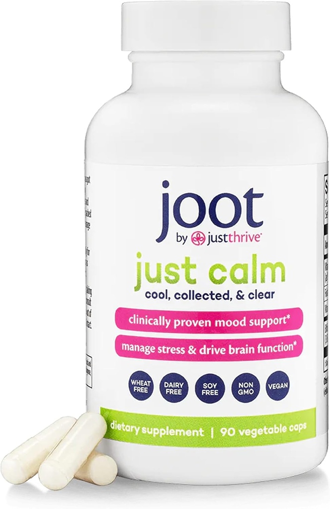 Just Thrive - Just Calm - Cortisol Manager - Ηρεμία, μνήμη, και Mood συμπλήρωμα υποστήριξης - Vegan, 90 Calm Capsles