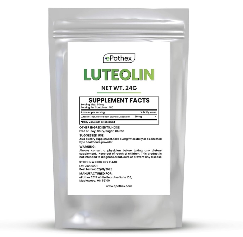 EPothex Pure Luteolin Powder 24 Grams, Brain and Nury System Support, Προωθεί την Ανοσολογική Λειτουργικότητα, Μέγιστη Απορρόφηση