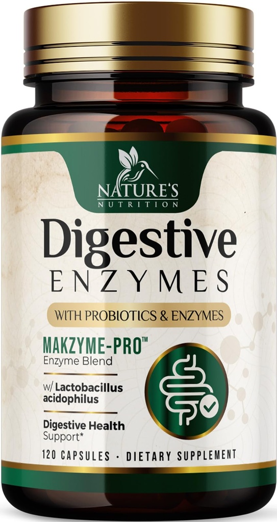 Digestive Enzymes - Super Digestive Multi Enzyme Complex for Bloating & Gut Health Support with Bromelain, Papain, Probiotics & Prebiotics - Digestion Health Support for Women & Men - 120 Κάψουλες