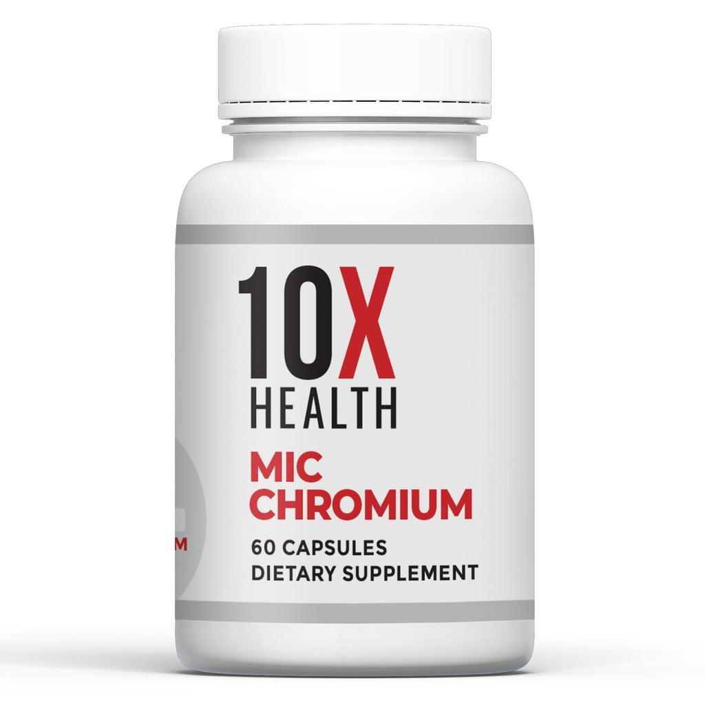 10X Health MIC Χρώμιο Συμπληρώματα - 60 κάψουλες - Περιέχει Χολίνη Ινοσιτόλη & L Μεθειονίνη - Ορυκτά Συμπληρώματα για την Καθημερινή Διατροφική Υποστήριξη - Χρώμιο, L-Μεθειονίνη, Χολίνη Συμπληρώματα