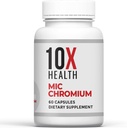 10X Health MIC Χρώμιο Συμπληρώματα - 60 κάψουλες - Περιέχει Χολίνη Ινοσιτόλη & L Μεθειονίνη - Ορυκτά Συμπληρώματα για την Καθημερινή Διατροφική Υποστήριξη - Χρώμιο, L-Μεθειονίνη, Χολίνη Συμπληρώματα