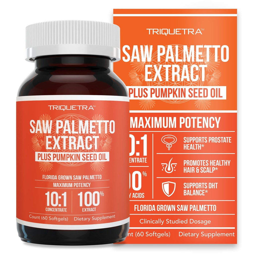 Saw Palmetto Extract – 10X Ικανότητα, φαρμακευτική δύναμη βαθμού - Plus Pumpkin Seed Oil - Υποστηρίζει Prostate Υγεία, Ανακουφίζει θέματα ούρων, υποστηρίζει την ανάπτυξη των μαλλιών, DHT Blocker – 60 Softgels