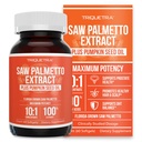 Saw Palmetto Extract – 10X Ικανότητα, φαρμακευτική δύναμη βαθμού - Plus Pumpkin Seed Oil - Υποστηρίζει Prostate Υγεία, Ανακουφίζει θέματα ούρων, υποστηρίζει την ανάπτυξη των μαλλιών, DHT Blocker – 60 Softgels