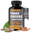 NooMost Authentic Korean Red Panax Ginseng + Ginkgo Biloba, 120 κάψουλες Vegan, Ginseng Root Extract Powder 1000mg (10% Ginsenosides) + Gingko Biloba 60mg, Ενέργεια και χάπια εστίασης για άνδρες και γυναίκες