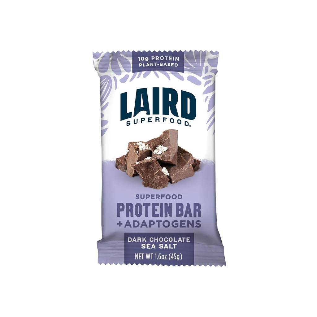 Laird Superfood Functional Protein Bars – Protein Bar, αλλά καλύτερα με πραγματικά συστατικά, Λειτουργικά μανιτάρια 10g φυτικής πρωτεΐνης, 6g Fiber - μη-GMO - Σοκολάτα αλάτι θάλασσας, 10 Count (Pack of 1)