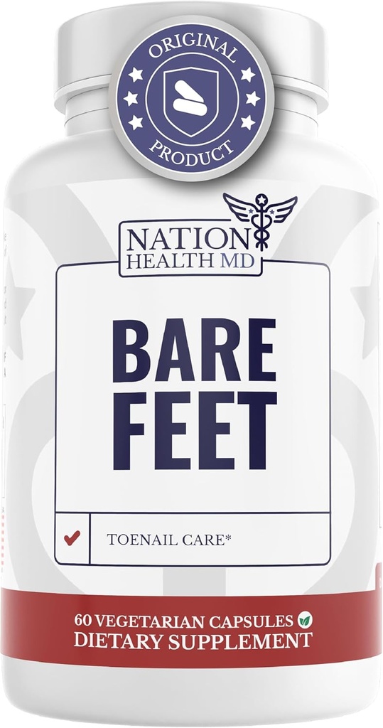 Bare Feet - Toenail Care - Συμπλήρωμα νυχιών με βιταμίνη Α, βιταμίνη C, Ρίγανη σκόνη και περισσότερα - Επισκευή νυχιών, ανάπτυξη και φροντίδα νυχιών – Υγεία ποδιών, 60 κάψουλες