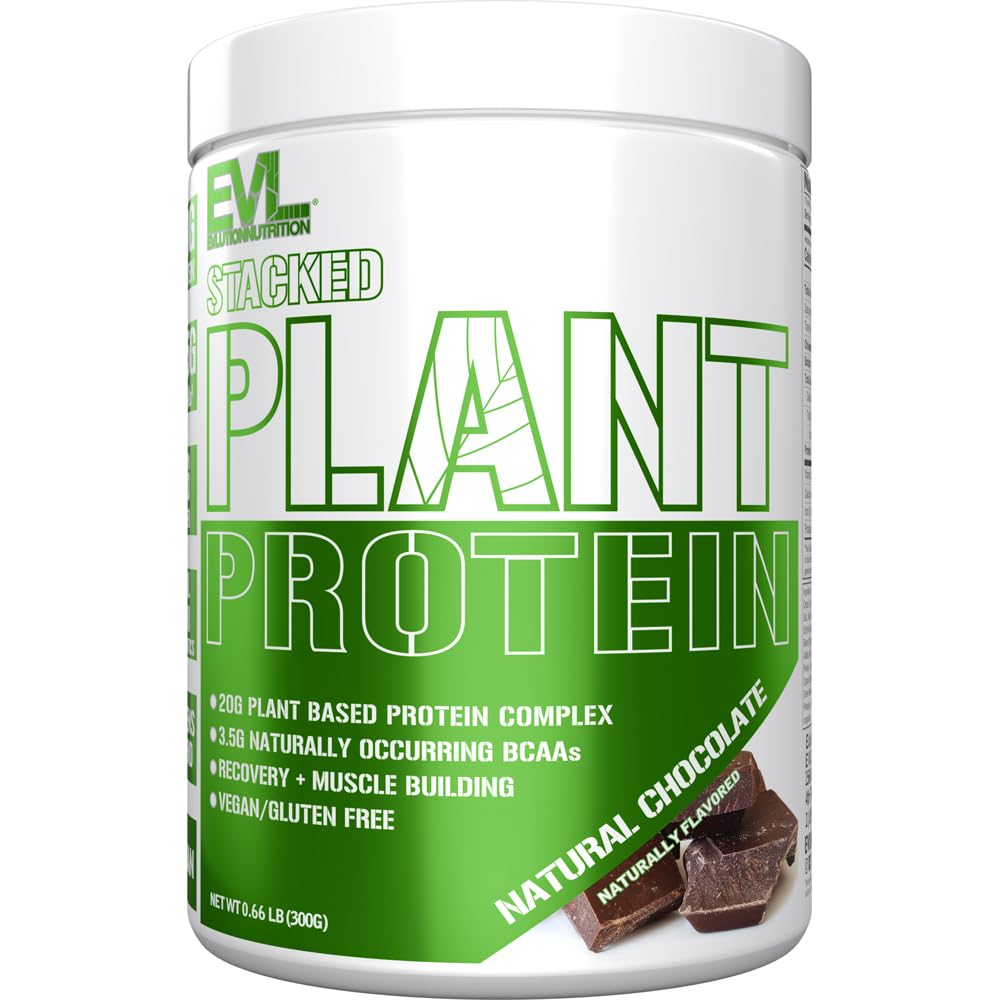 Διατροφή Evlution Stacked φυτικής πρωτεΐνης σκόνης, Vegan, μη-GMO, χωρίς γλουτένη, Προβιοτικά, BCAAs, Ίνες, Φυτικών με βάση τις πρωτεΐνες Complex, 300G (Φυσική σοκολάτα)